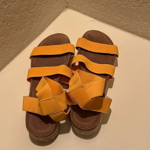 Forever 21 Womens Size 10 Orange Platform Sandals Open Toe Ankle Strappy - Picture 1 of 7